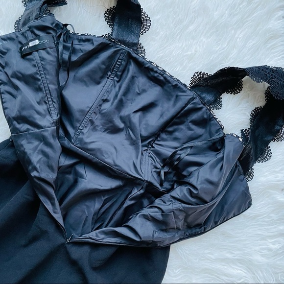 UNITEDWOOD Black Asymmetrical Lace Cocktail Sheer Dress Size 4 - Picture 7 of 13